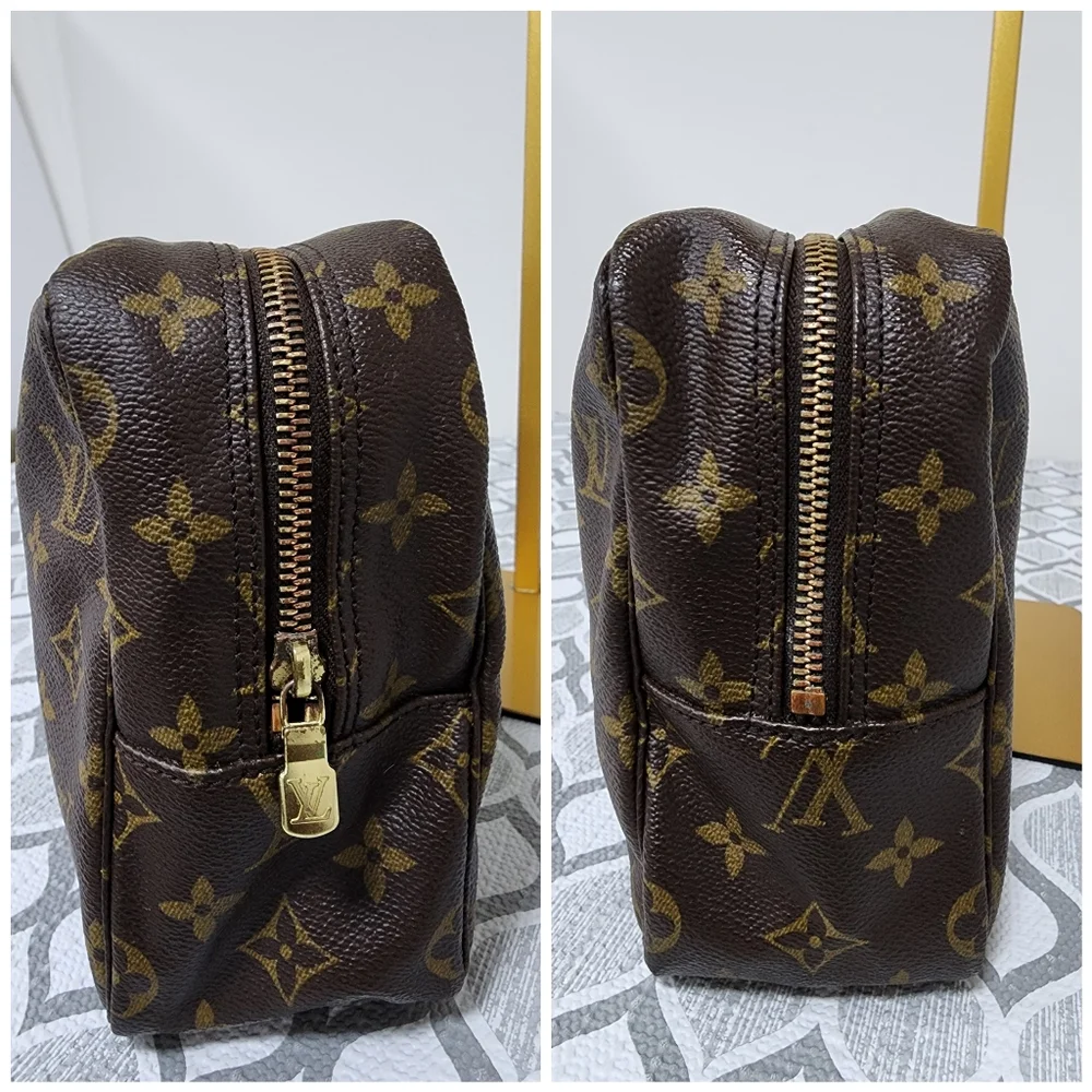 LOUIS VUITTON Monogram Canvas Trousse Toilette 28 Clutch Brown